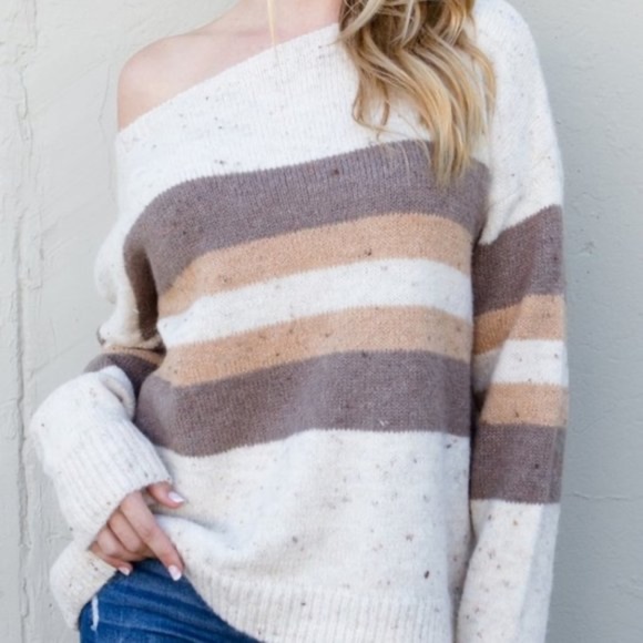 07 Cozy Striped Color Block Minimalist Sweater Top - Picture 4 of 7
